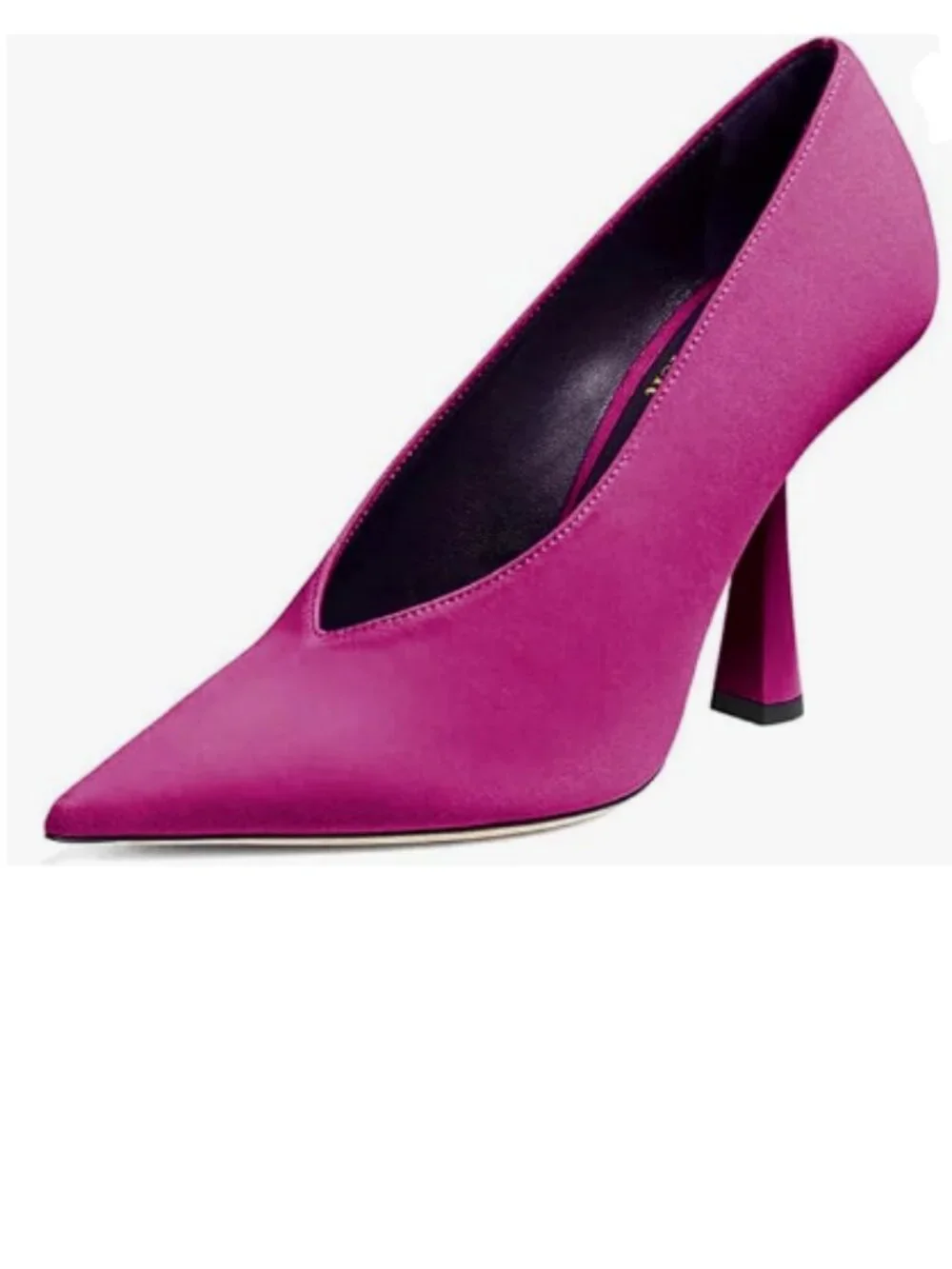 miss left Violet V-Cut Closed Pointed Toe Pumps Slip On High Heel Elegant Shoes